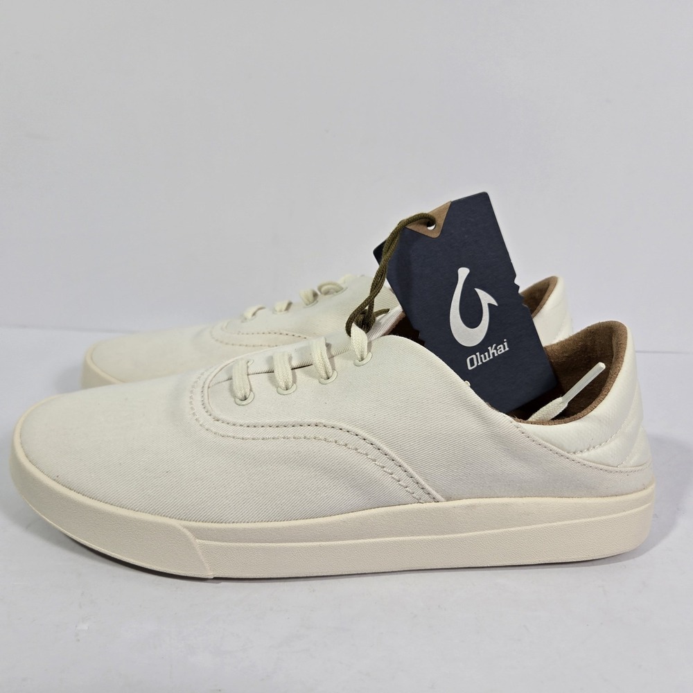 NEW Olukai‎ Kohu Womens 9.5 Off White Casual Lace Up Shoes Sneakers